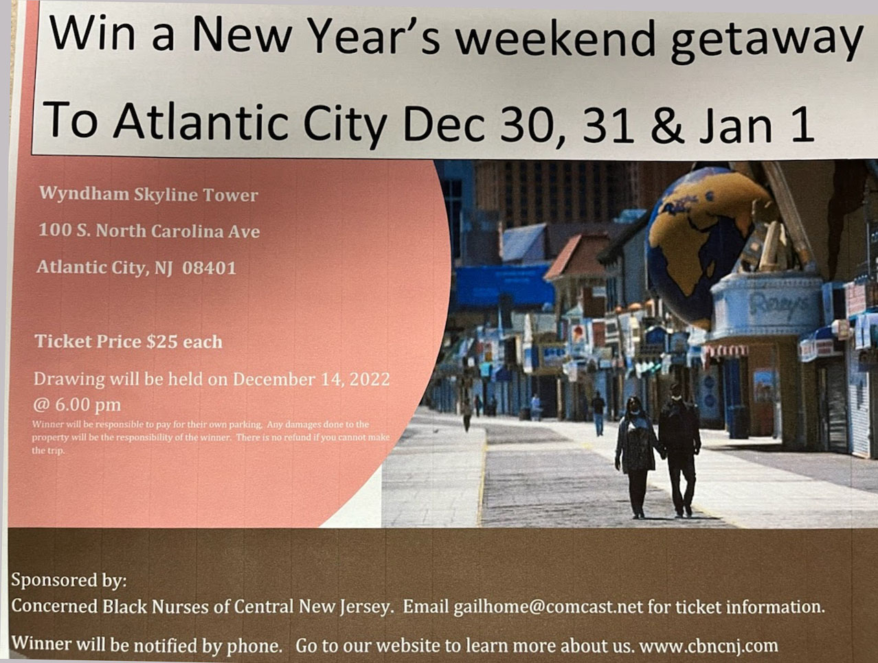Poster raffle for Atlantic City weekendr for CBNCNJ